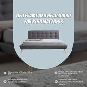 King Linen Fabric Deluxe Bed Frame Grey V63-819193