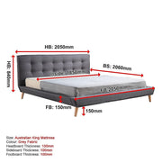 King Linen Fabric Deluxe Bed Frame Grey V63-819193