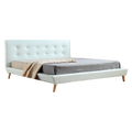King PU Leather Deluxe Bed Frame White