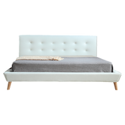 King PU Leather Deluxe Bed Frame White