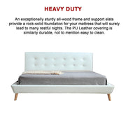 King PU Leather Deluxe Bed Frame White