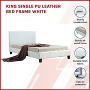 King Single PU Leather Bed Frame White V63-819213