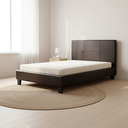 King Single PU Leather Bed Frame Brown V63-819223