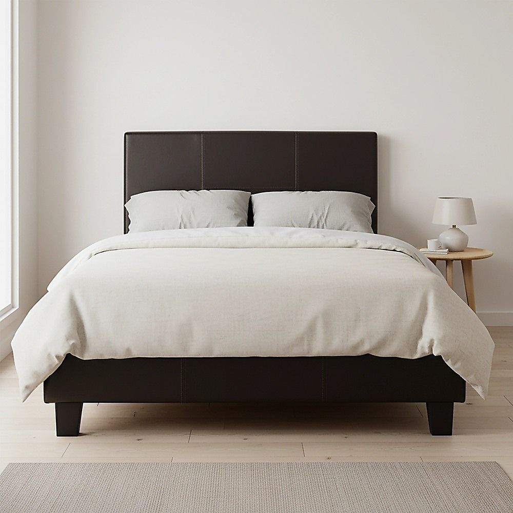 King Single PU Leather Bed Frame Brown V63-819223