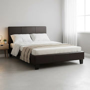King Single PU Leather Bed Frame Brown V63-819223