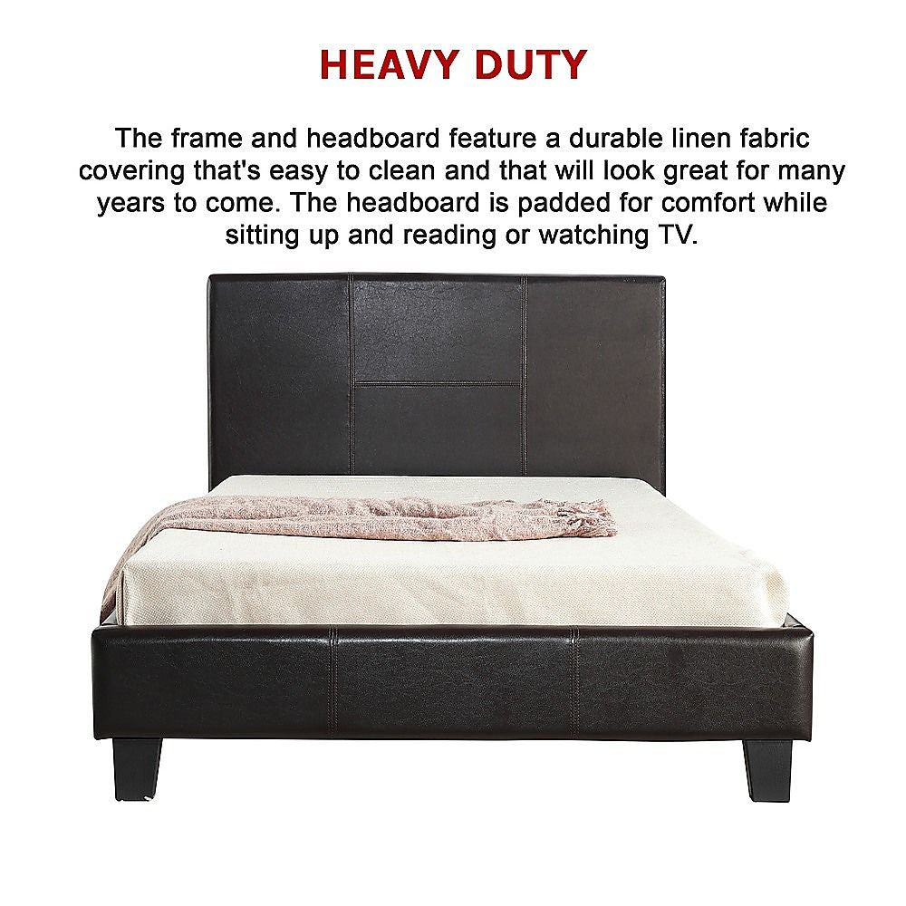 King Single PU Leather Bed Frame Brown V63-819223