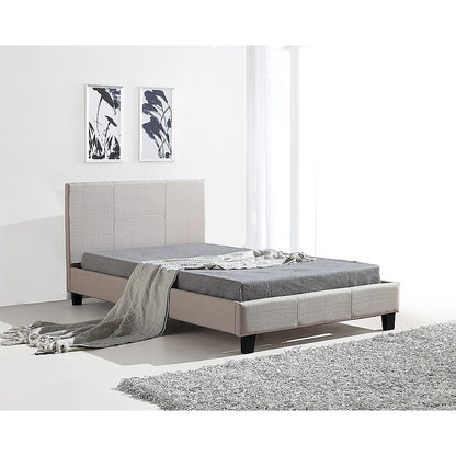 King Single Linen Fabric Bed Frame Beige V63-819233