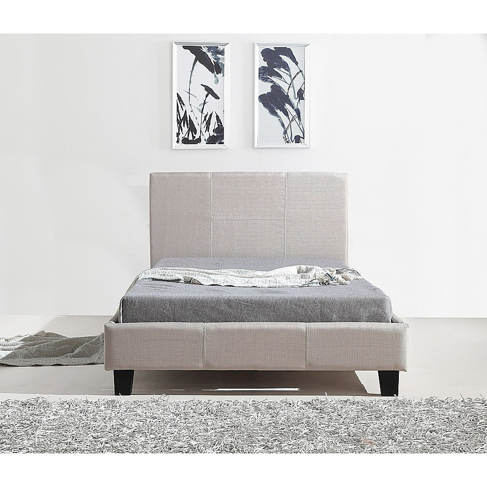 King Single Linen Fabric Bed Frame Beige V63-819233