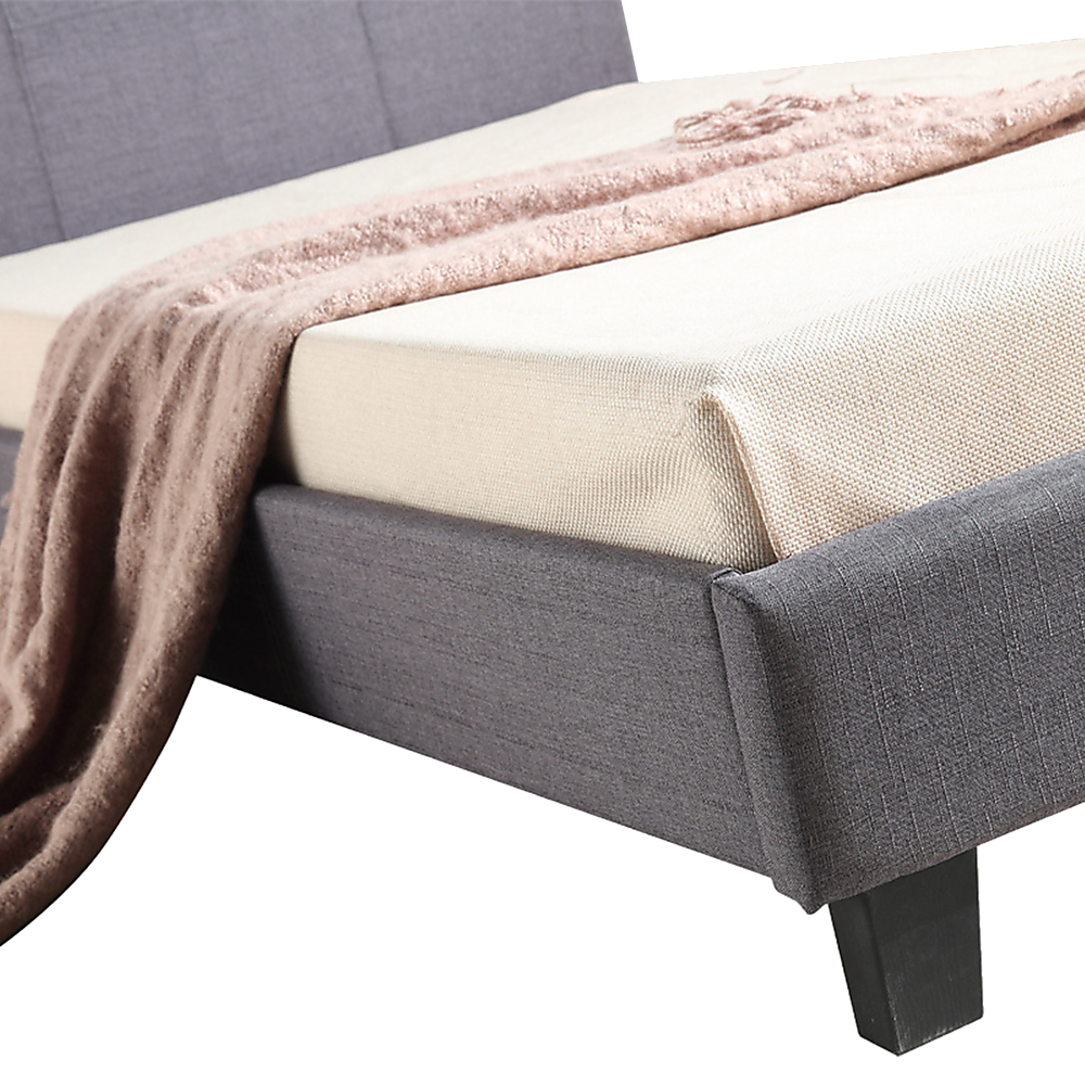 King Single Linen Fabric Bed Frame Grey V63-819243