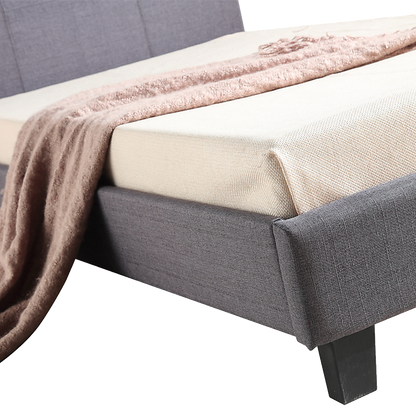 King Single Linen Fabric Bed Frame Grey V63-819243
