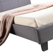 King Single Linen Fabric Bed Frame Grey