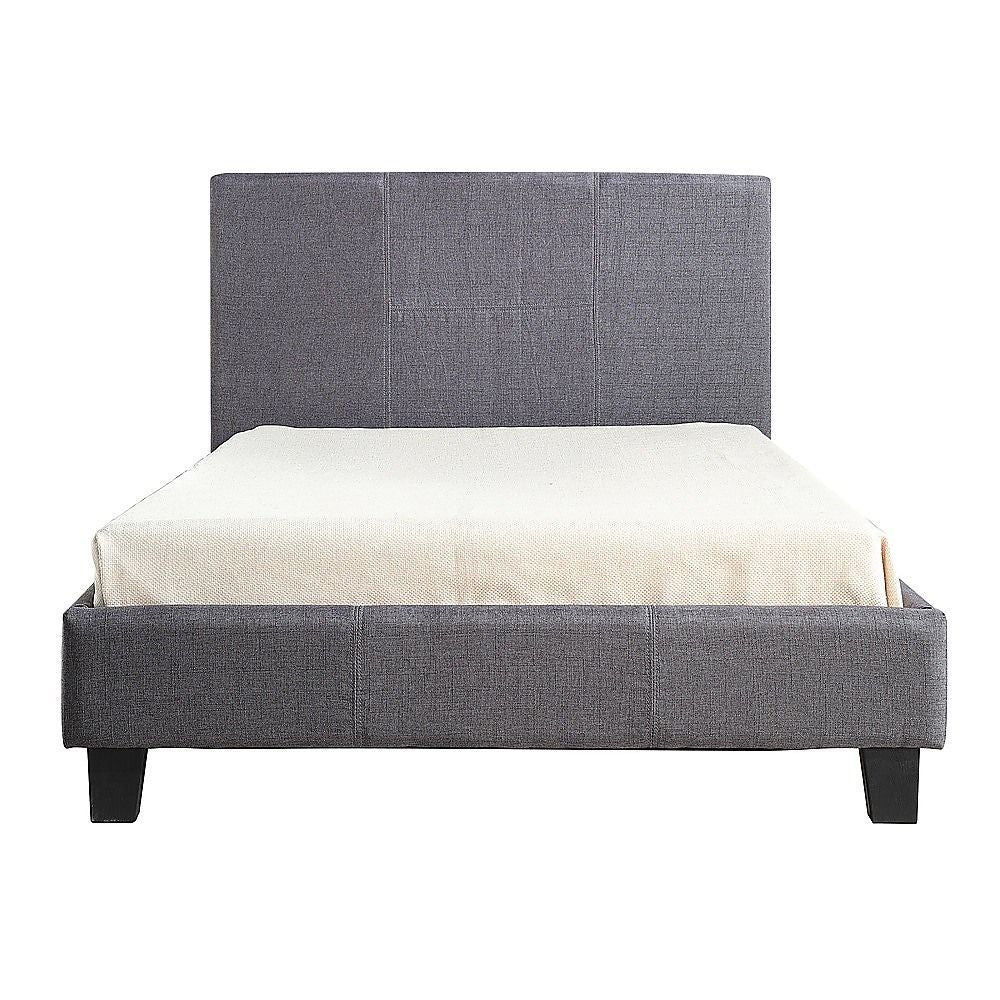 King Single Linen Fabric Bed Frame Grey V63-819243