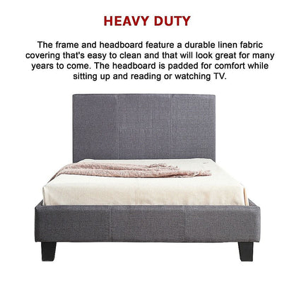 King Single Linen Fabric Bed Frame Grey V63-819243