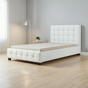 King Single PU Leather Deluxe Bed Frame White V63-819253