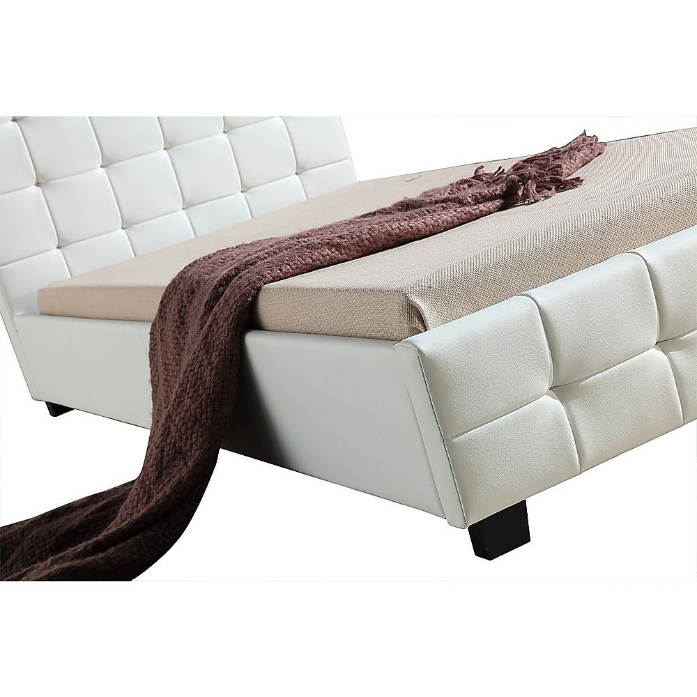 King Single PU Leather Deluxe Bed Frame White V63-819253