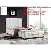 King Single PU Leather Deluxe Bed Frame White V63-819253