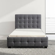 King Single Linen Fabric Deluxe Bed Frame Grey V63-819263