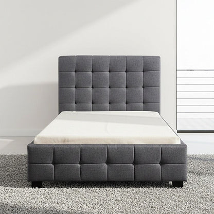 King Single Linen Fabric Deluxe Bed Frame Grey V63-819263
