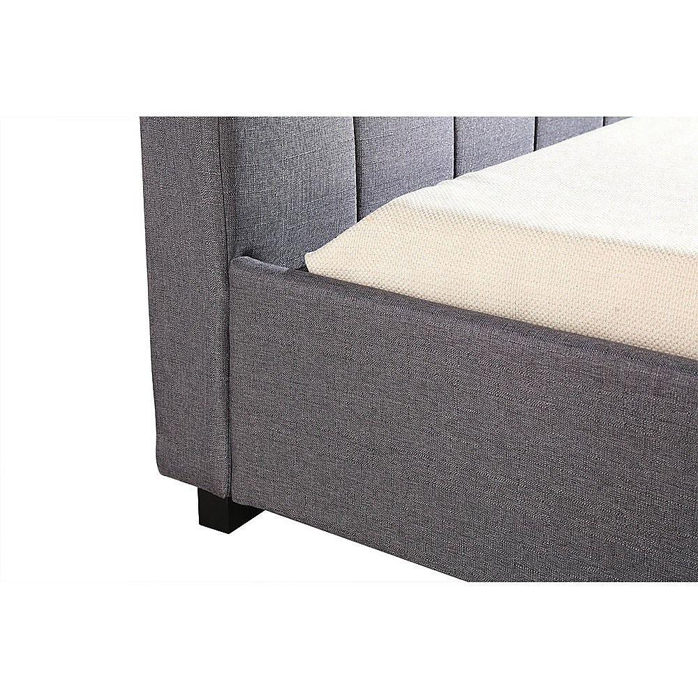 King Single Linen Fabric Deluxe Bed Frame Grey V63-819263