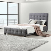 King Single Linen Fabric Deluxe Bed Frame Grey V63-819263