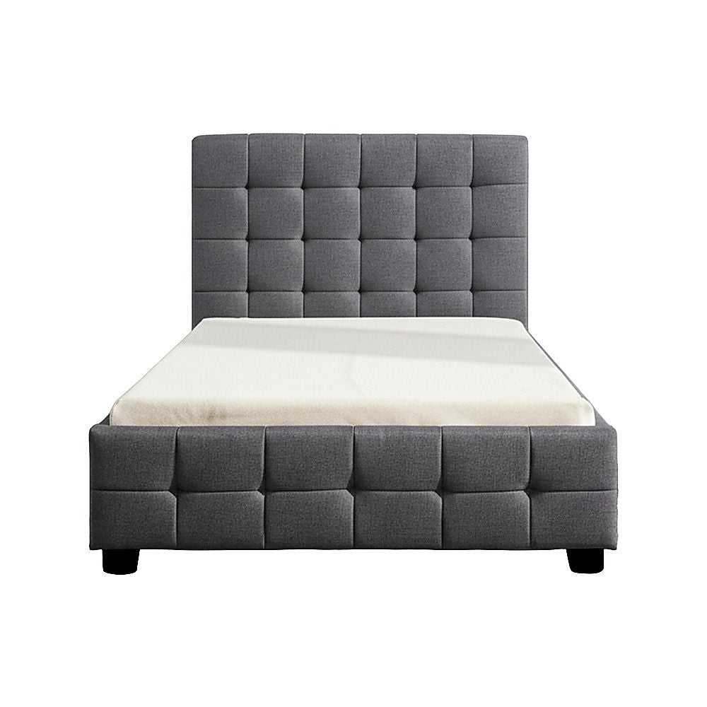 King Single Linen Fabric Deluxe Bed Frame Grey V63-819263