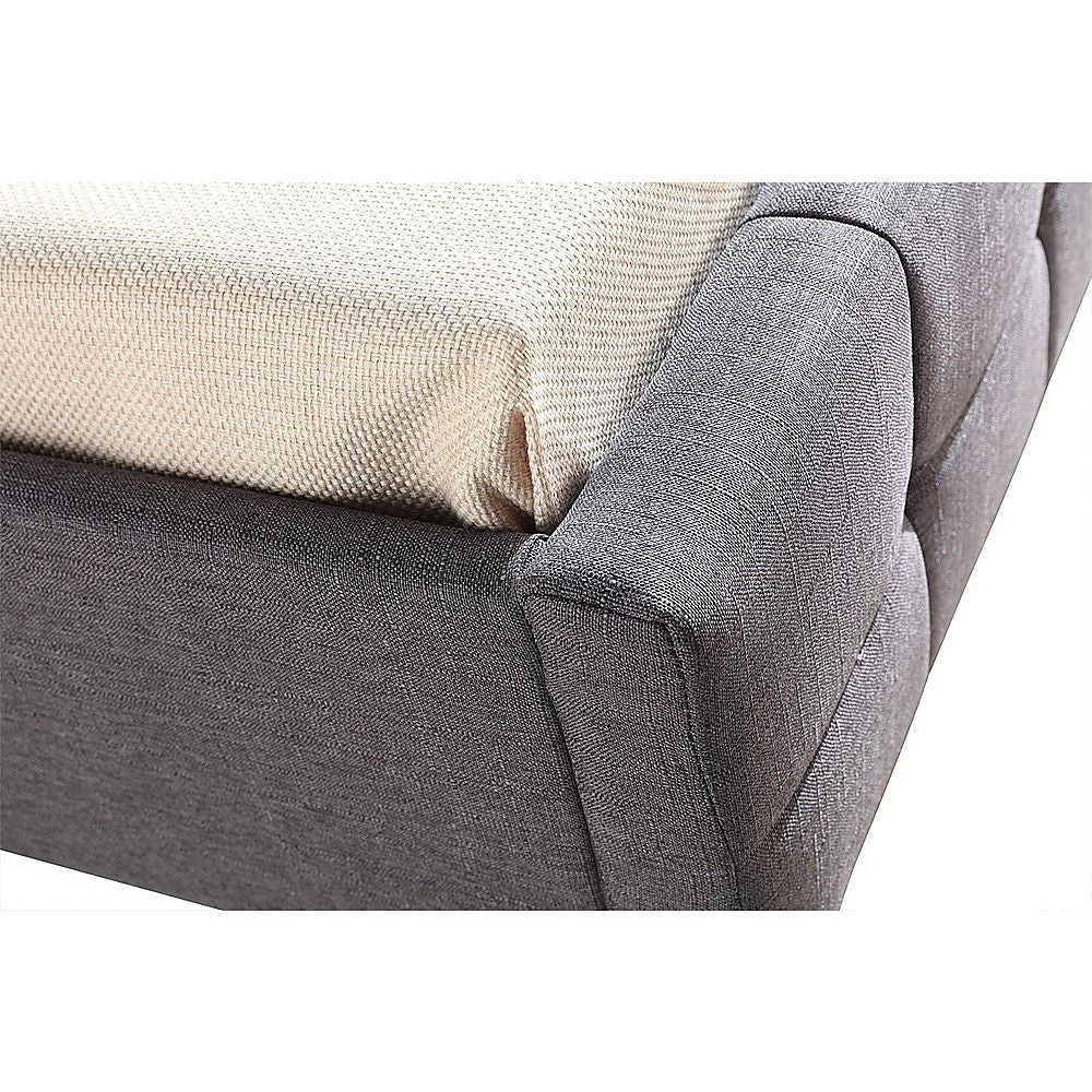 King Single Linen Fabric Deluxe Bed Frame Grey V63-819263