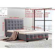 King Single Linen Fabric Deluxe Bed Frame Grey V63-819263