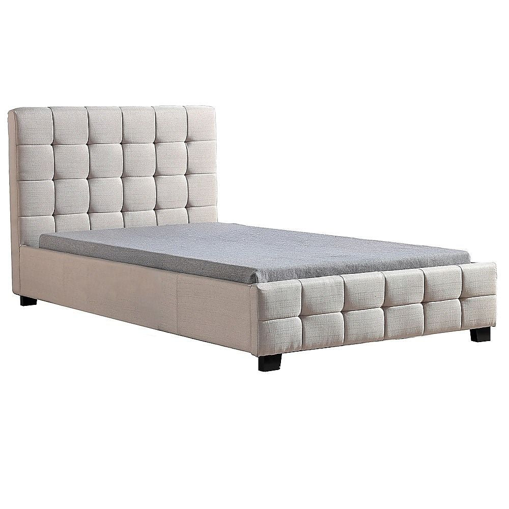 King Single Linen Fabric Deluxe Bed Frame Beige V63-819273