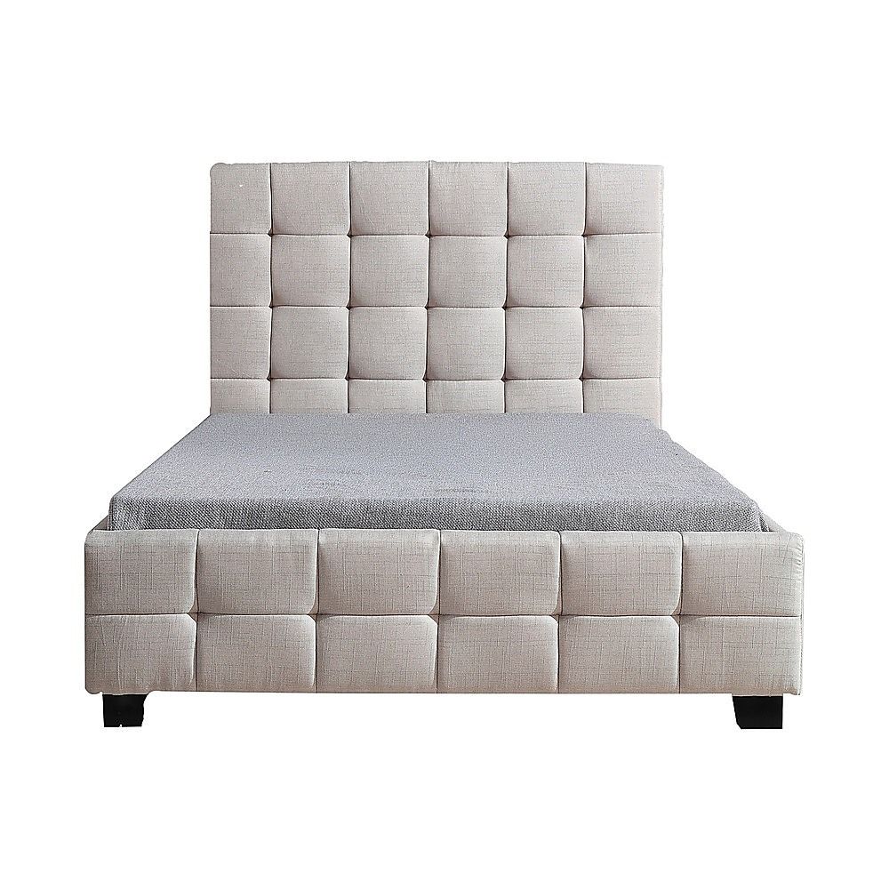 King Single Linen Fabric Deluxe Bed Frame Beige V63-819273