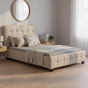 King Single Linen Fabric Deluxe Bed Frame Beige V63-819273