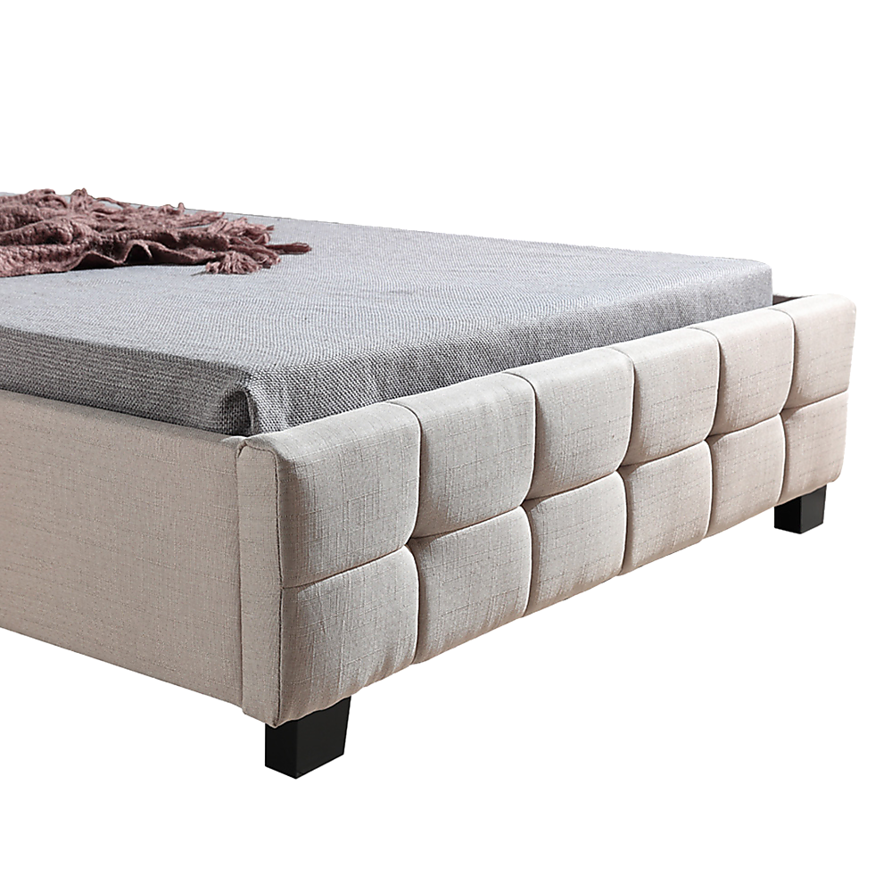 King Single Linen Fabric Deluxe Bed Frame Beige V63-819273