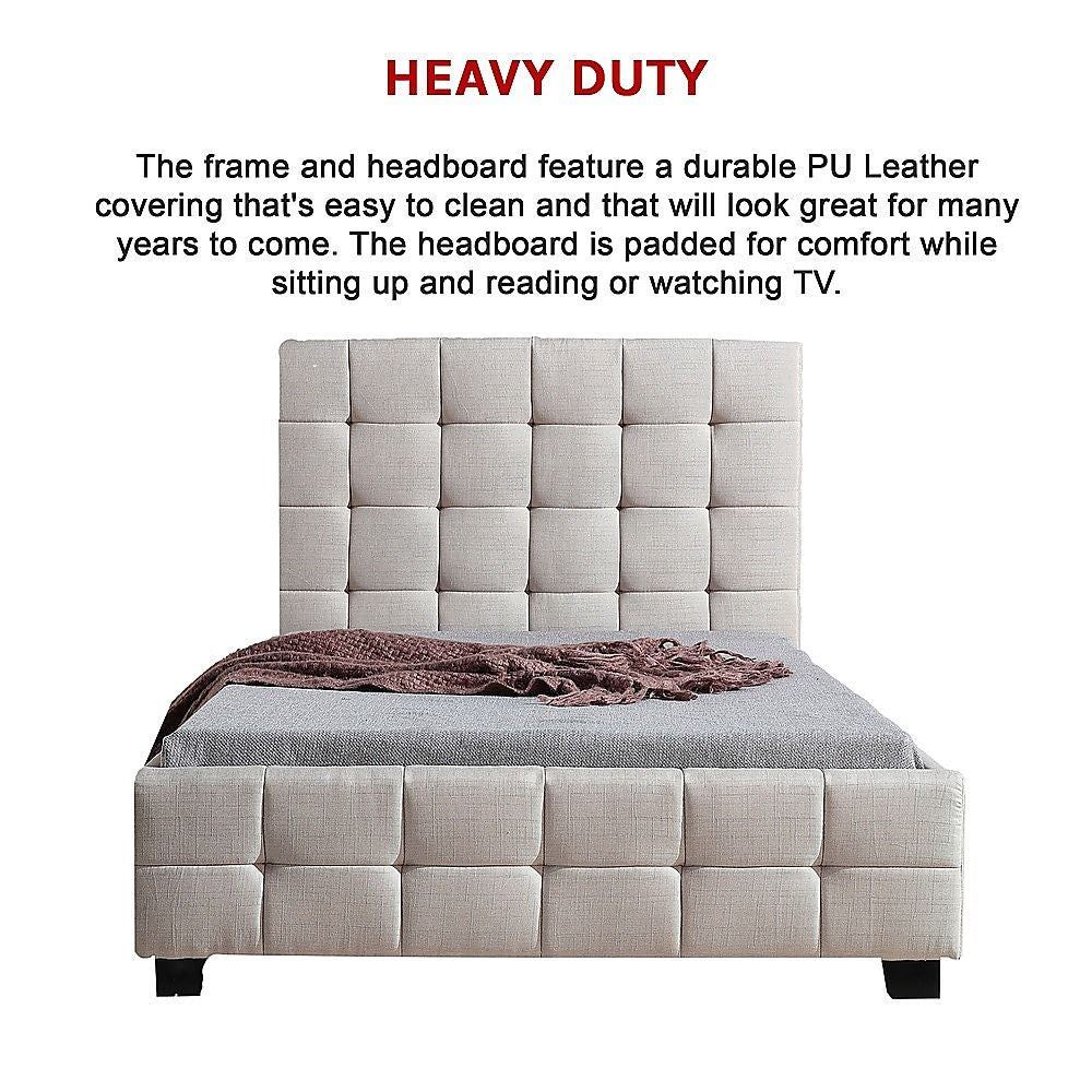 King Single Linen Fabric Deluxe Bed Frame Beige V63-819273