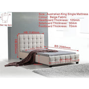 King Single Linen Fabric Deluxe Bed Frame Beige V63-819273