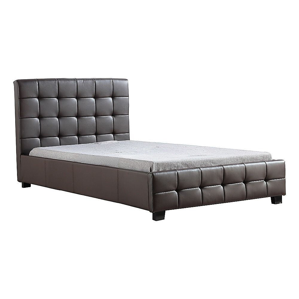King Single PU Leather Deluxe Bed Frame Brown V63-819283