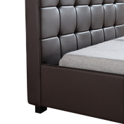 King Single PU Leather Deluxe Bed Frame Brown V63-819283