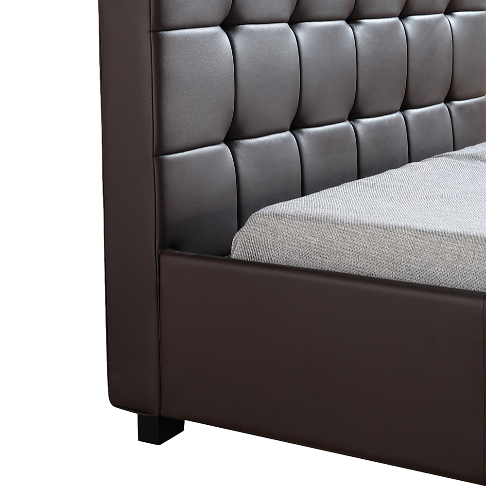 King Single PU Leather Deluxe Bed Frame Brown V63-819283