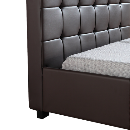 King Single PU Leather Deluxe Bed Frame Brown V63-819283