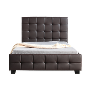 King Single PU Leather Deluxe Bed Frame Brown V63-819283