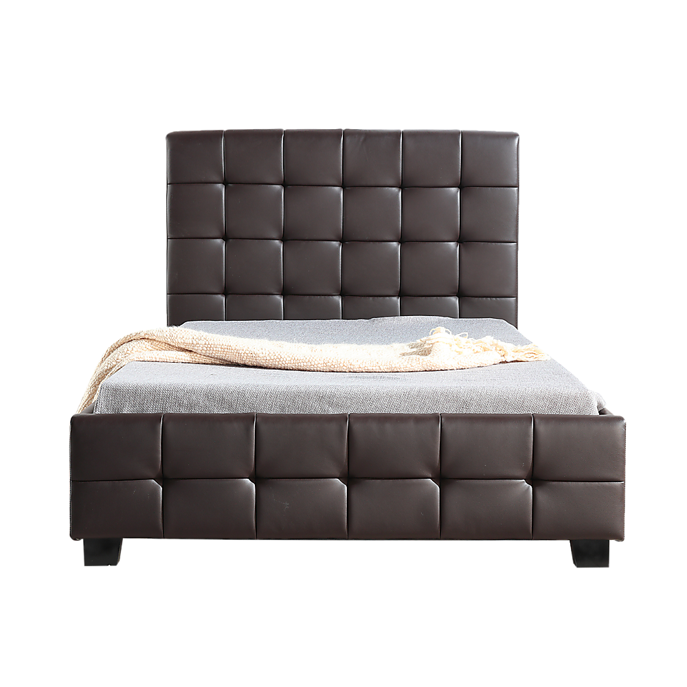 King Single PU Leather Deluxe Bed Frame Brown V63-819283