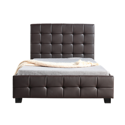 King Single PU Leather Deluxe Bed Frame Brown V63-819283