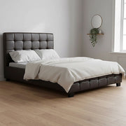 King Single PU Leather Deluxe Bed Frame Brown V63-819283