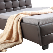 King Single PU Leather Deluxe Bed Frame Brown V63-819283