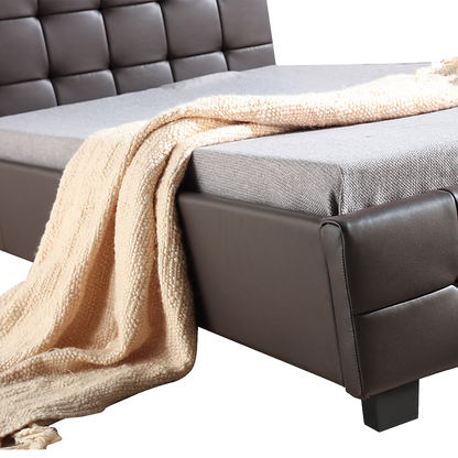 King Single PU Leather Deluxe Bed Frame Brown V63-819283