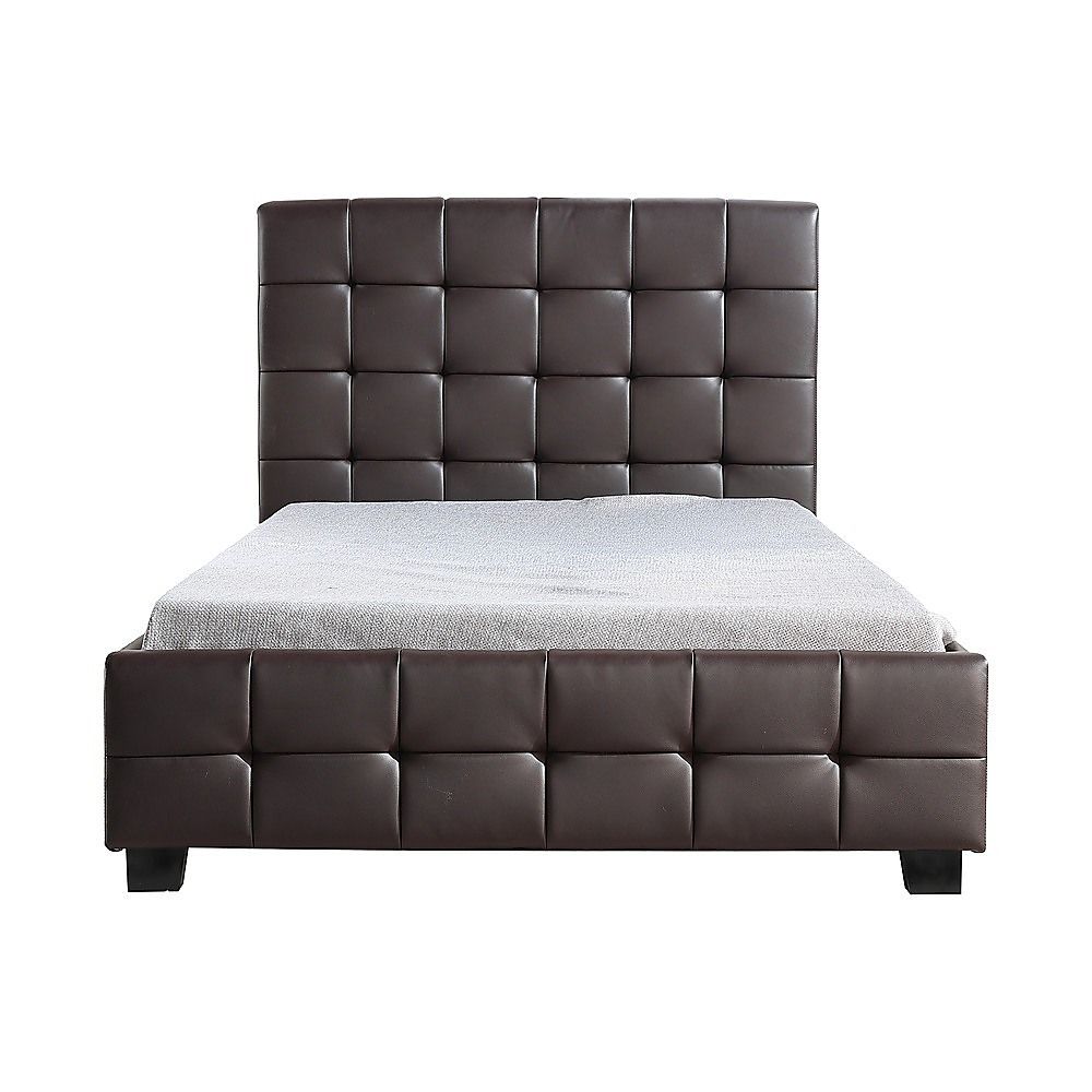King Single PU Leather Deluxe Bed Frame Brown V63-819283