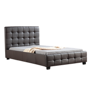 King Single PU Leather Deluxe Bed Frame Brown V63-819283