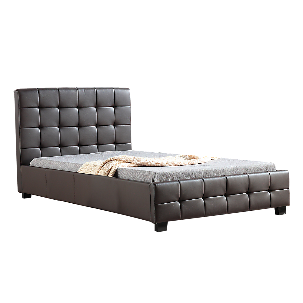 King Single PU Leather Deluxe Bed Frame Brown V63-819283
