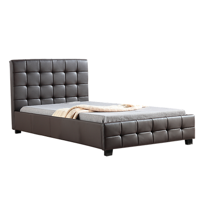 King Single PU Leather Deluxe Bed Frame Brown V63-819283