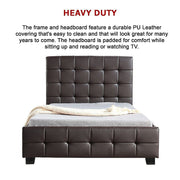King Single PU Leather Deluxe Bed Frame Brown V63-819283