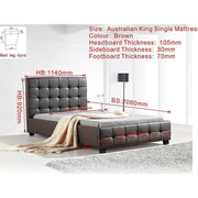 King Single PU Leather Deluxe Bed Frame Brown V63-819283
