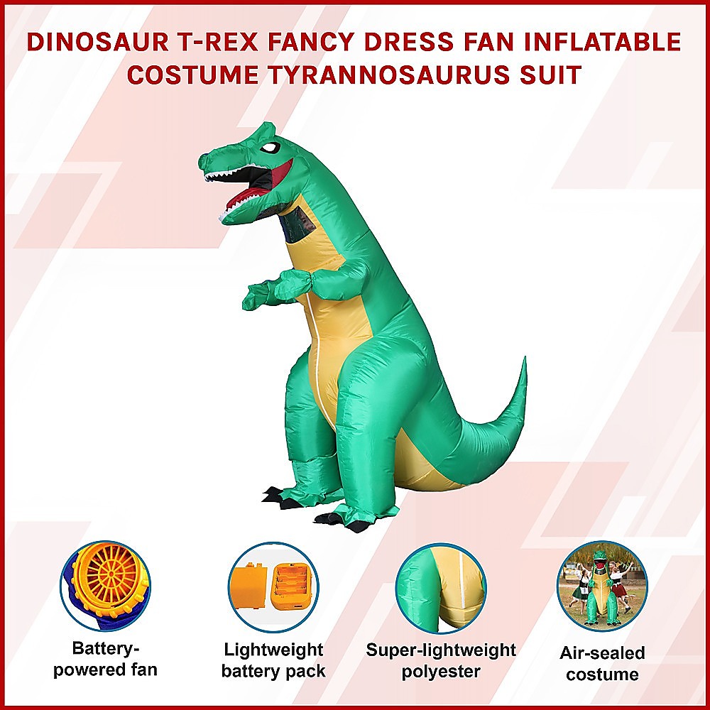Dinosaur T-Rex Fancy Dress Fan Inflatable Costume Tyrannosaurus Suit V63-819373
